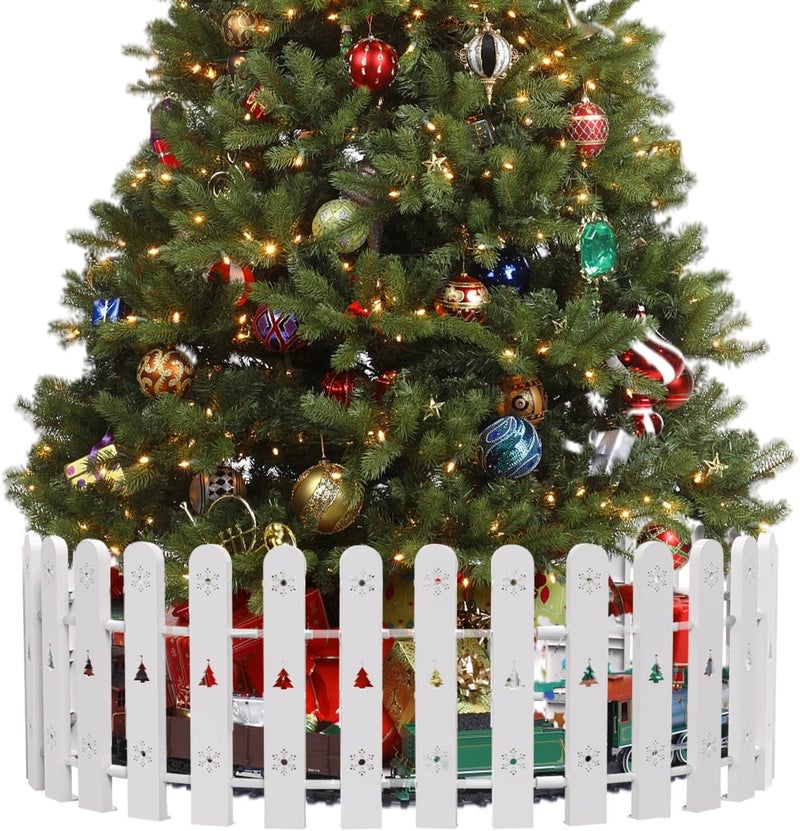 DIIG Christmas Tree Fence, 28-pcs Thicker Hose Clips Gate for Toddlers, White Gate Suitable for Christmas Trees Wedding Parties Indoor Garden Borders Lawns - Image 1